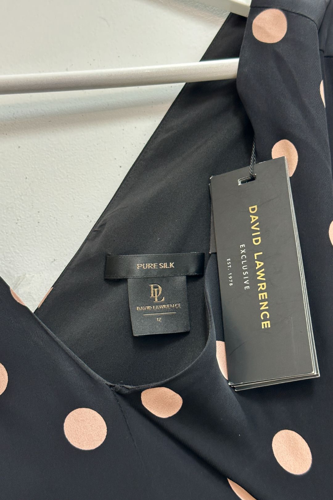 David Lawrence - Rosebery Pink Spot Dress in Black