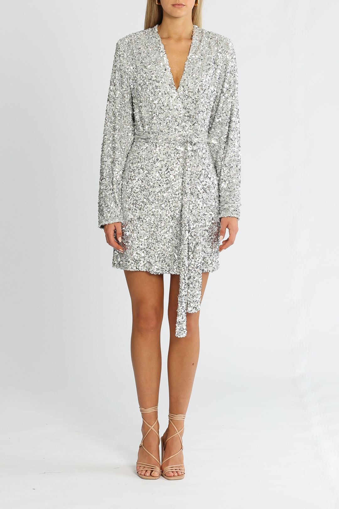 Rotate By Birger Christensen Samantha Silver Dress