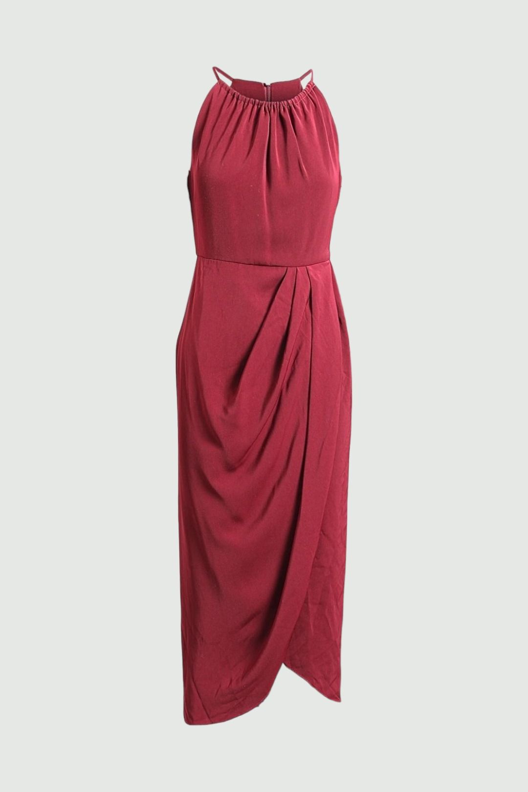 Shona Joy Ruched Asymmetric Dress in Maroon