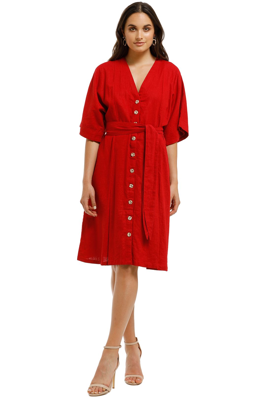 Rue-Stiic-Maverick-Midi-Dress-Warm-Red-Front