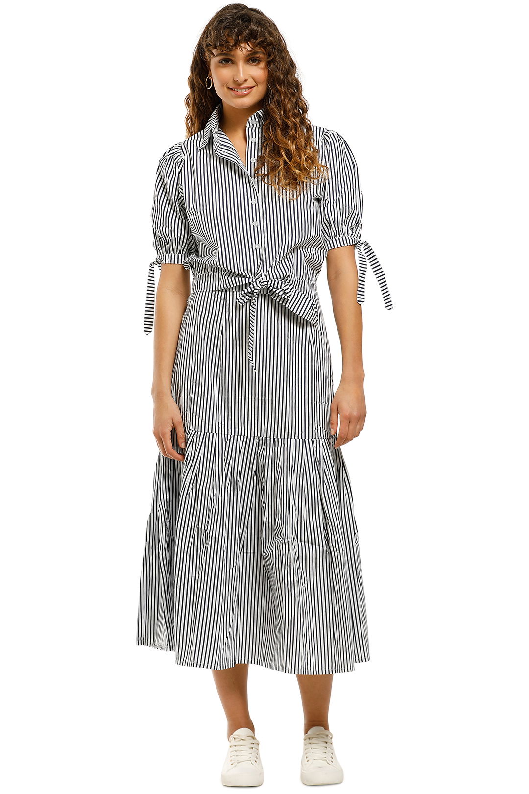 Rue-Stiic-Newport-Pleat-Skirt-Navy-Stripe-Front