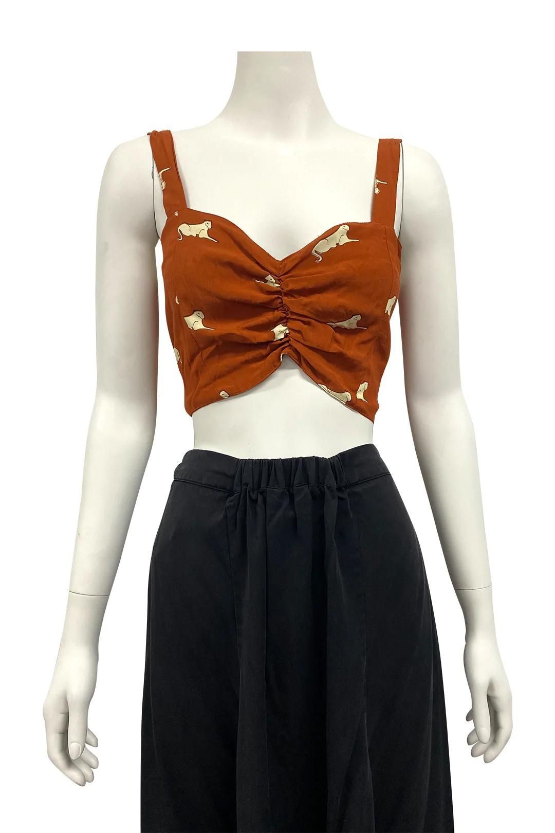 Brown Lion Print Bandeau Top 