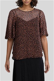 Witchery Ruffled Printed Round Neck Top