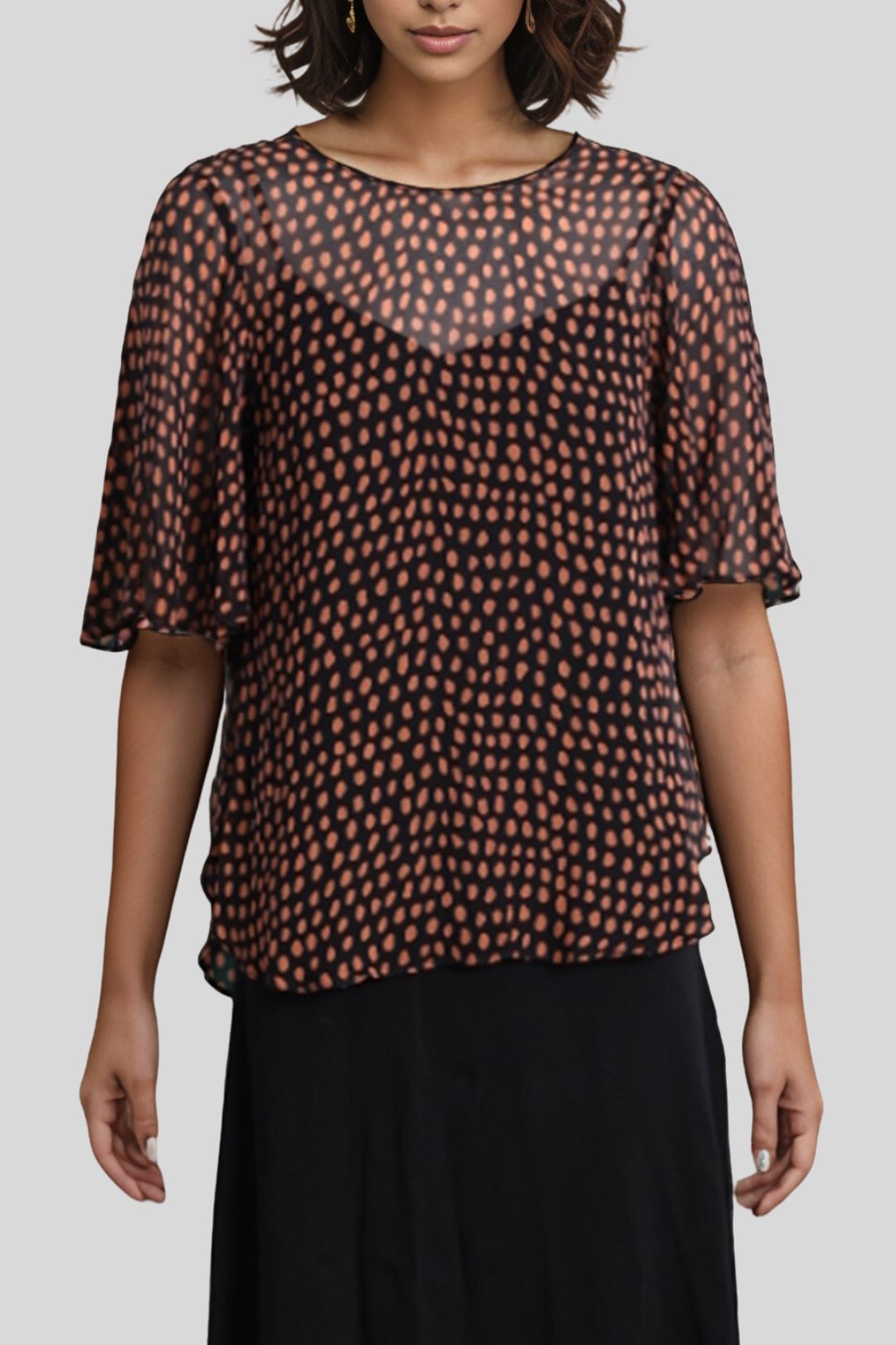Witchery Ruffled Printed Round Neck Top