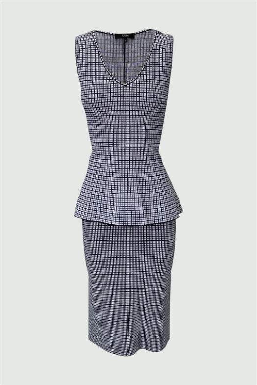Buy Blue Checked Crepe Knit Set | Saba | GlamCorner