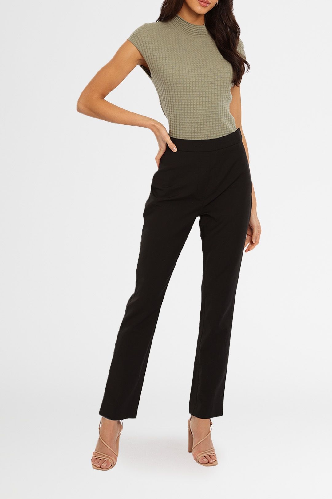 Leo Rib Knit Top in Khaki Saba Khaki