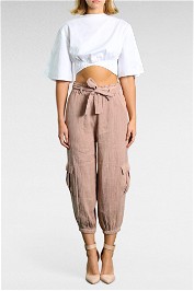 Saint Helena Brown Cargo Pant With Tie