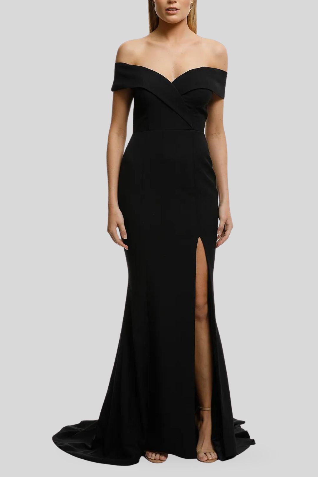 Samantha Rose-Gia Off Shoulder Gown-Black-Front