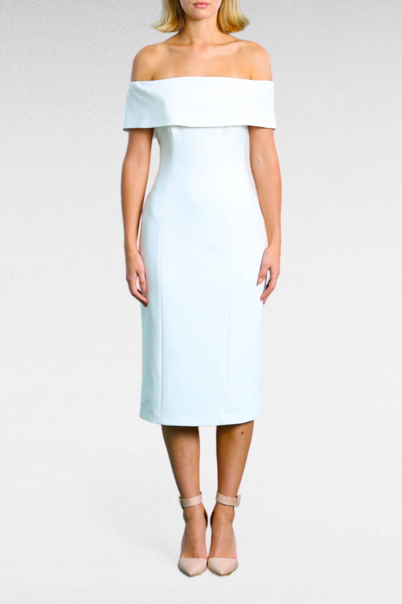 Sasha Off Shoulder Structured Dress Ivory
