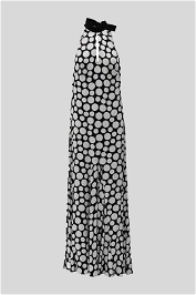 Black and White Polka Dot Halter Maxi Dress