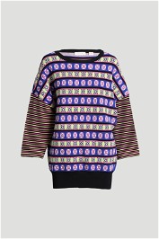 Sass and Bide Crepe Knit Geometric Print Top in Multi