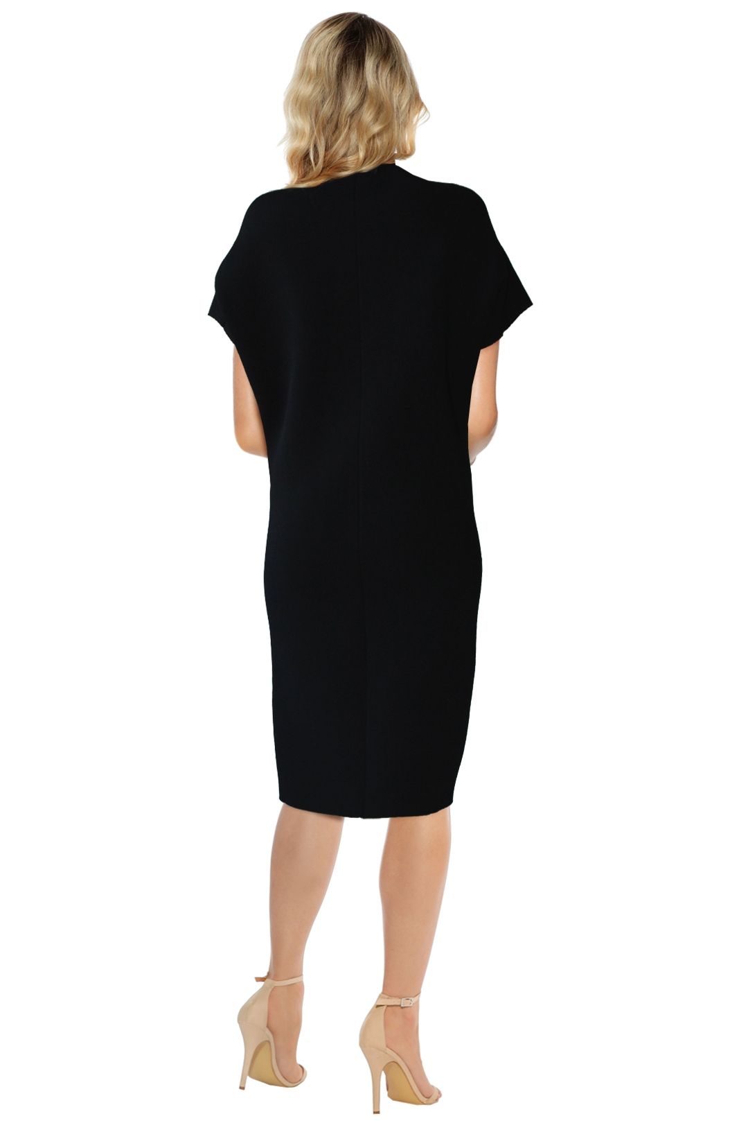 Scanlan Theodore - Black Crepe Knit Cocoon Dress - Black - Back