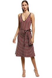 Scanlan Theodore - Crepe Knit Plaid Dress - Red - Front