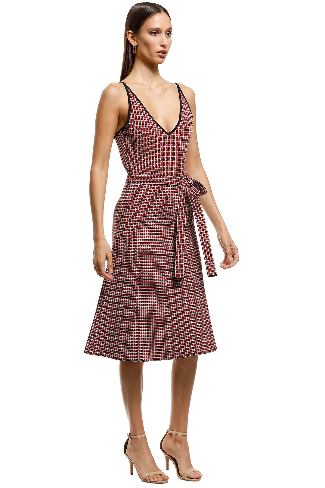 Scanlan Theodore - Crepe Knit Plaid Dress - Red - Side