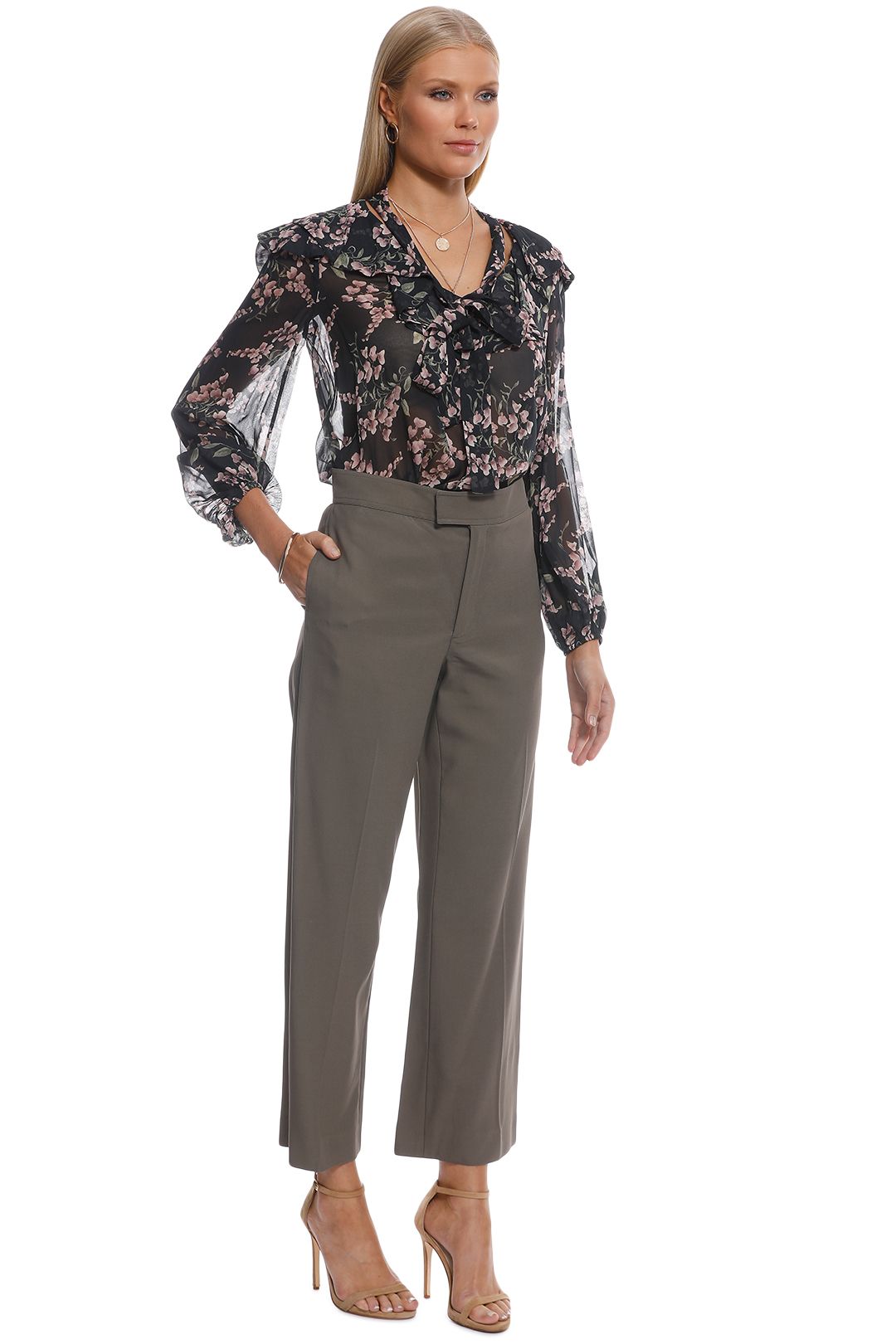 Scanlan Theodore - Crepe Tailored Trouser - Taupe - Side