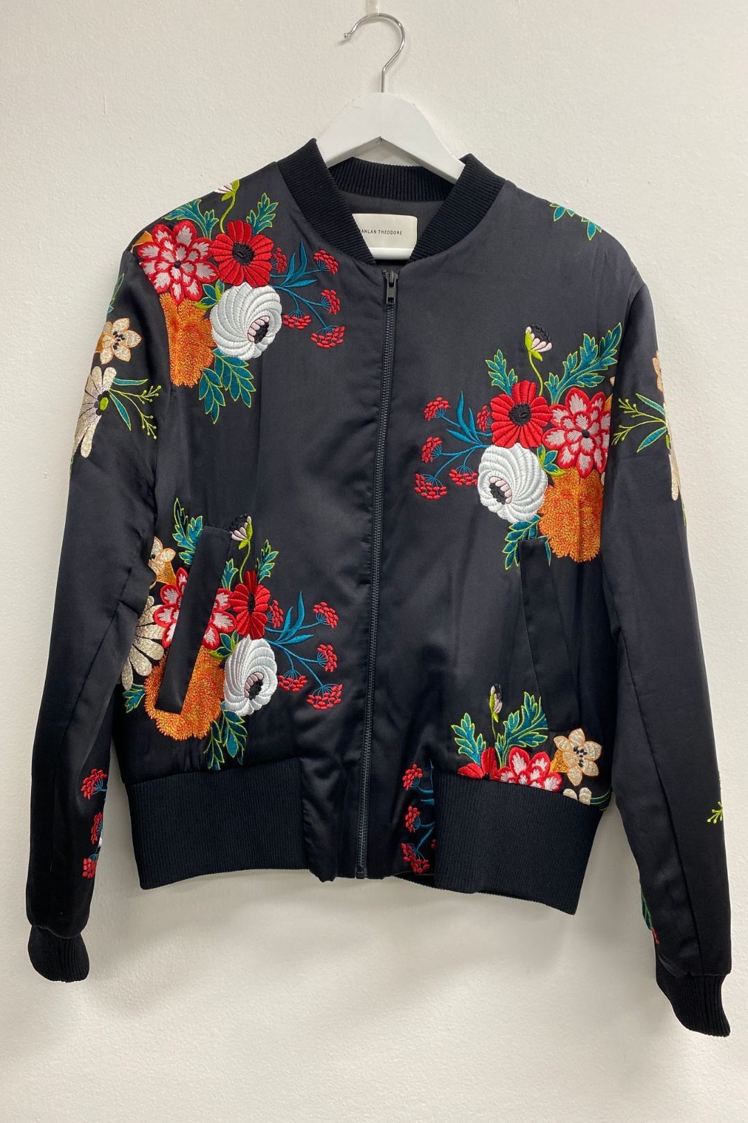 Green floral sales bomber jacket
