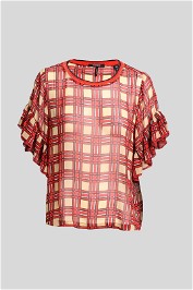 Scotch & Soda - Plaid Ruffle Sleeve Top