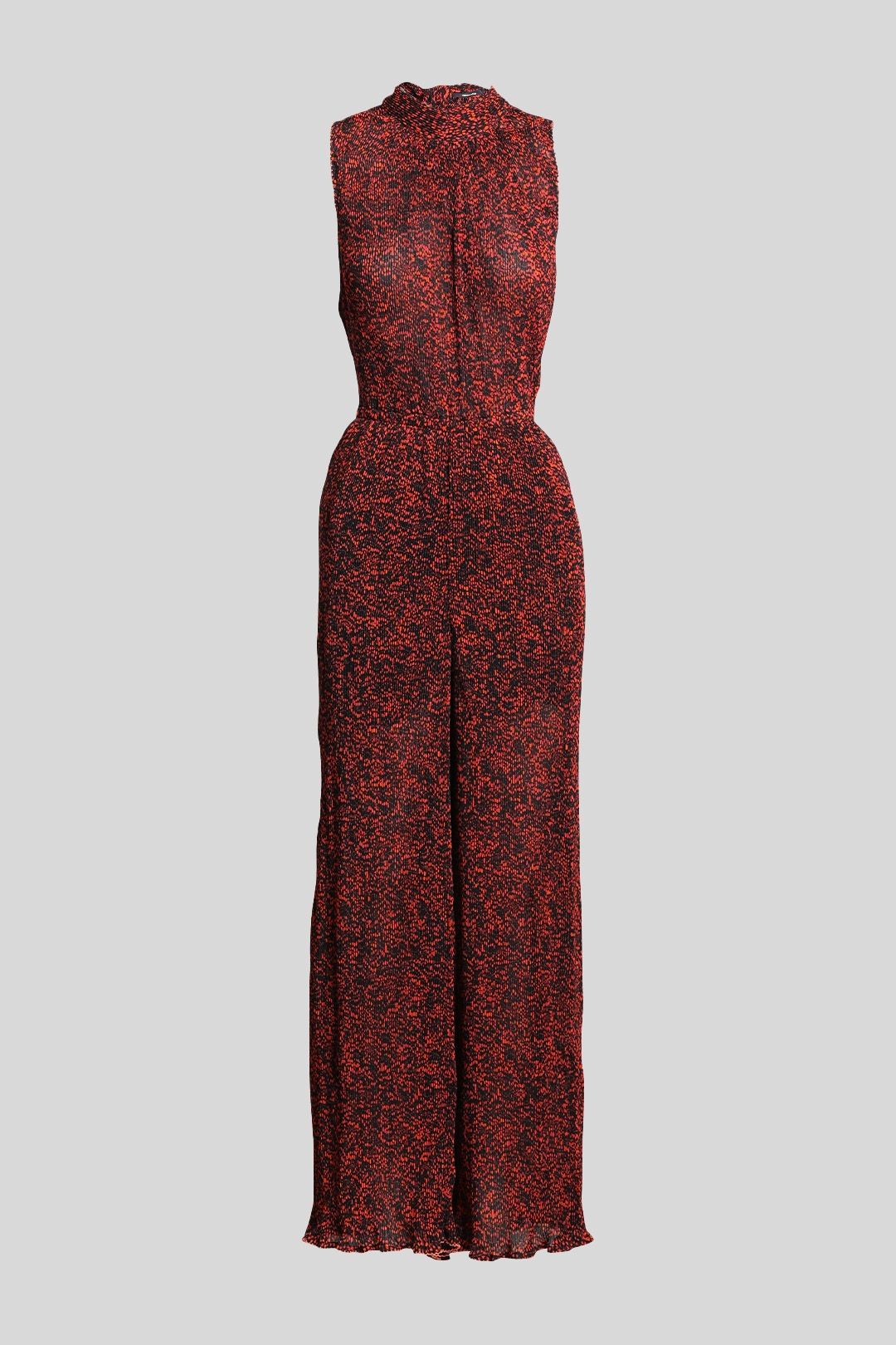 Red and Black Printer Halter Jumpsuit