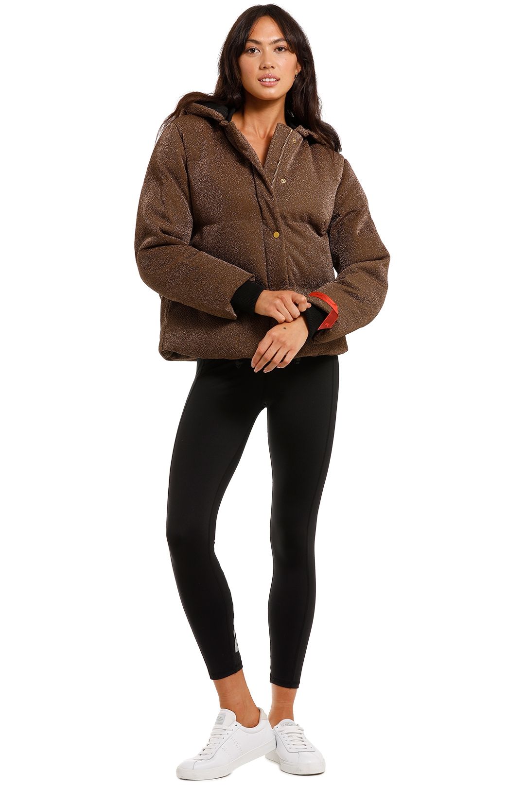 Cropped metallic puffer jacket cheap