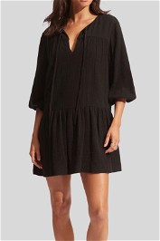 Seafolly Fallow Textured Cotton Cover Up in Black