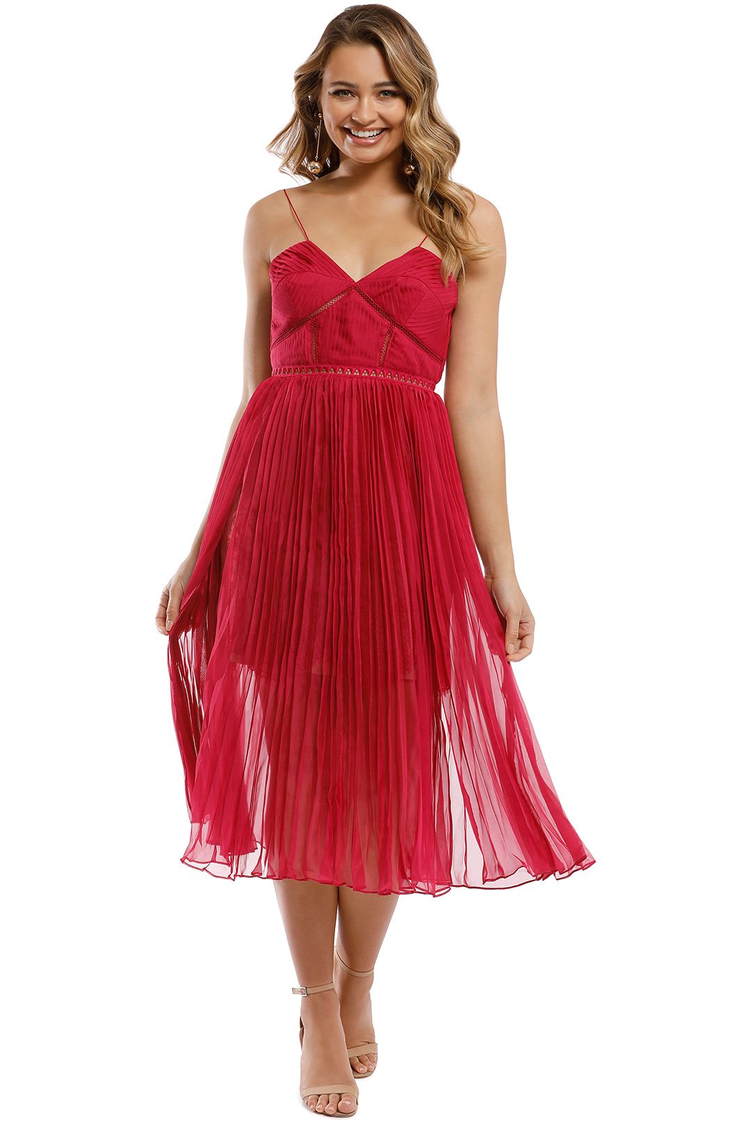 Pleated Chiffon Midi Dress by Self Portrait for Hire