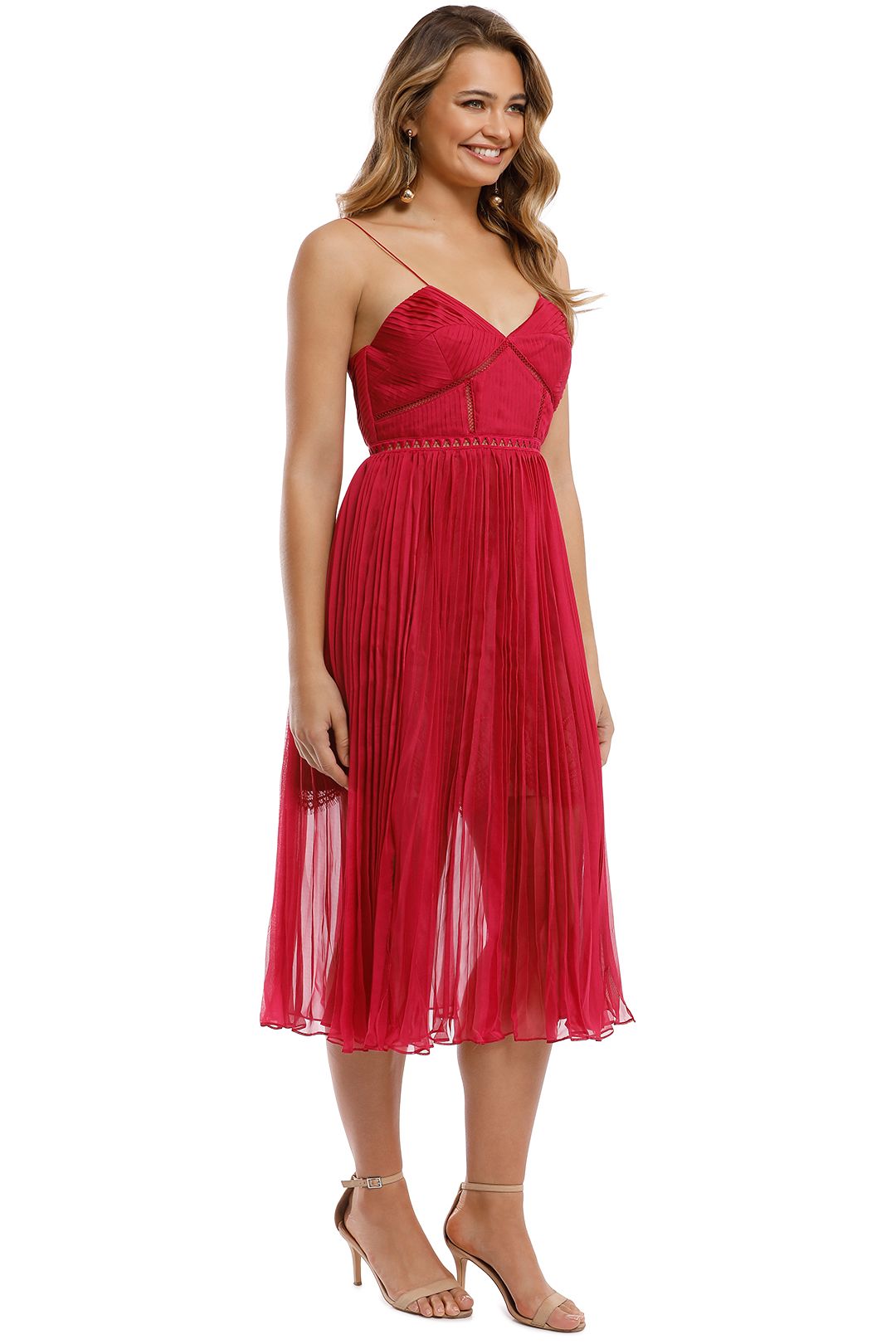 Self portrait pleated chiffon midi dress sales