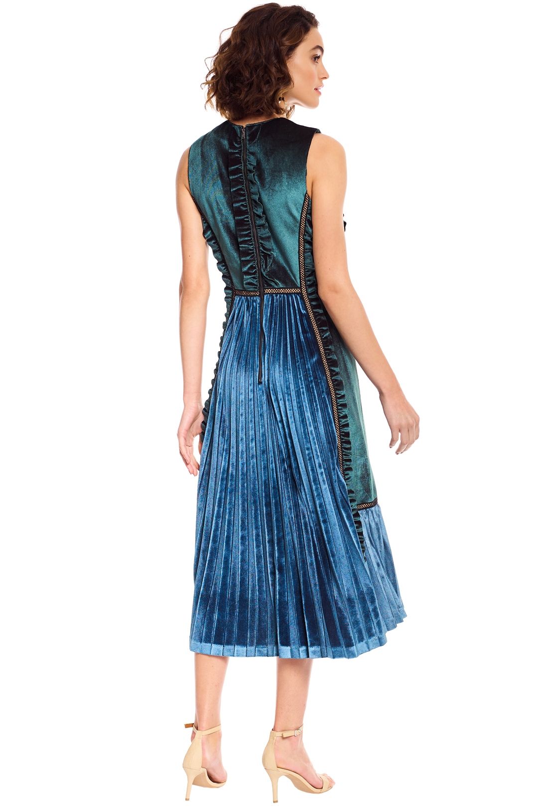 Two Tone Velvet Midi Dress by Self Portrait for Hire