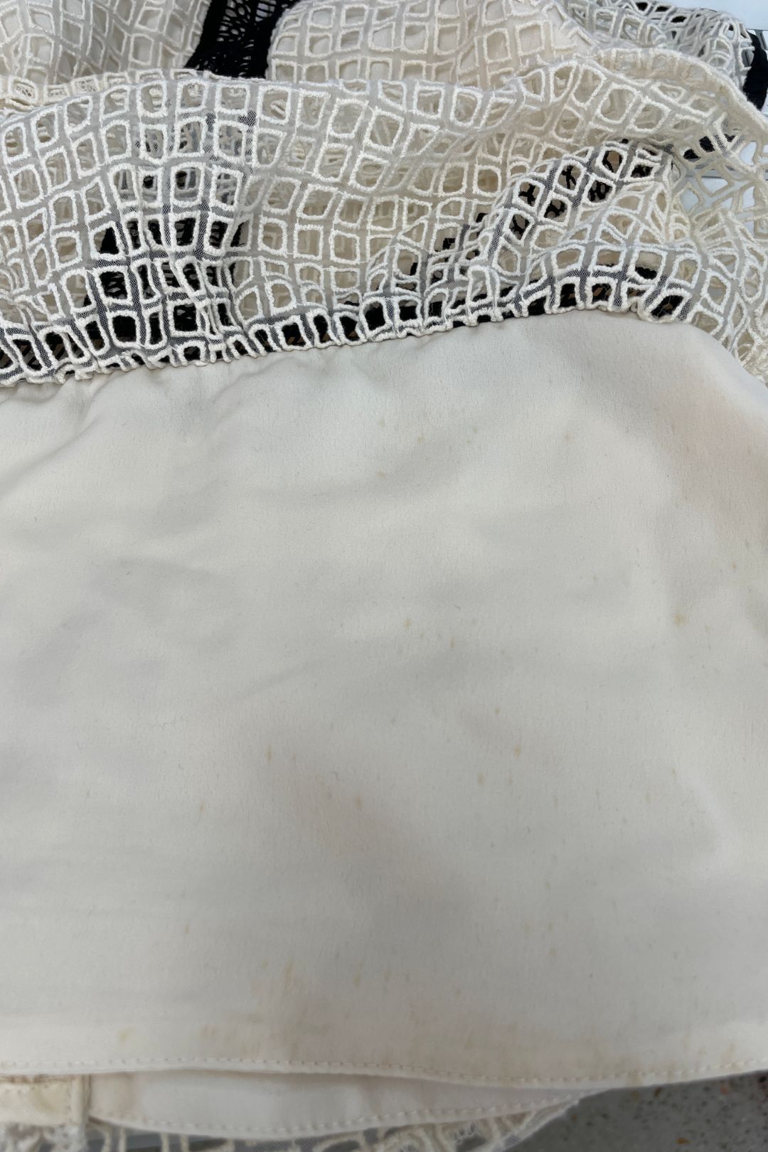 Self Portrait - Black and Cream Ruffle Top