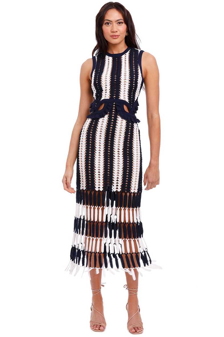knee length dresses for ladies Self-Portrait - Black Sweetheart Lace Midi Dress