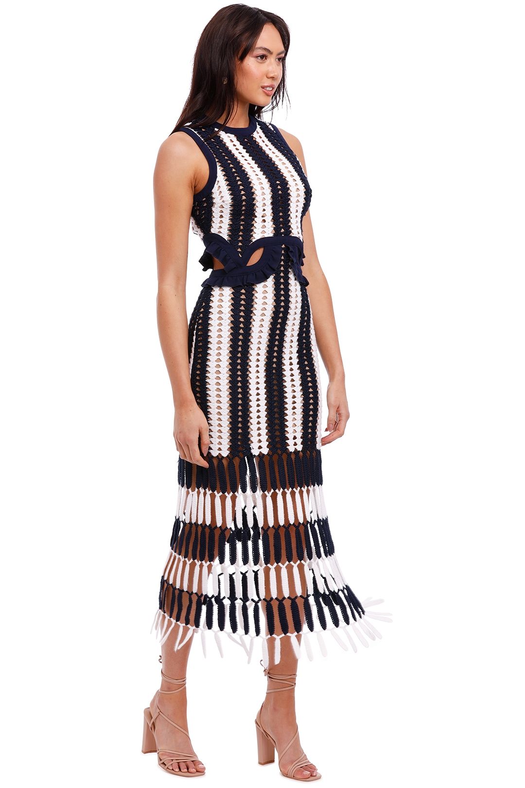 Crochet Cut Out Midi Dress by Self Portrait for Rent