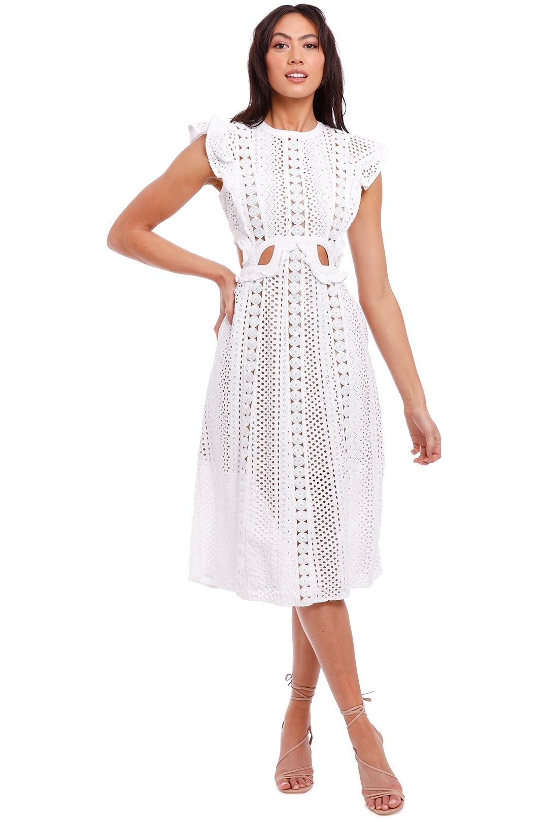 White cut out midi dress on sale