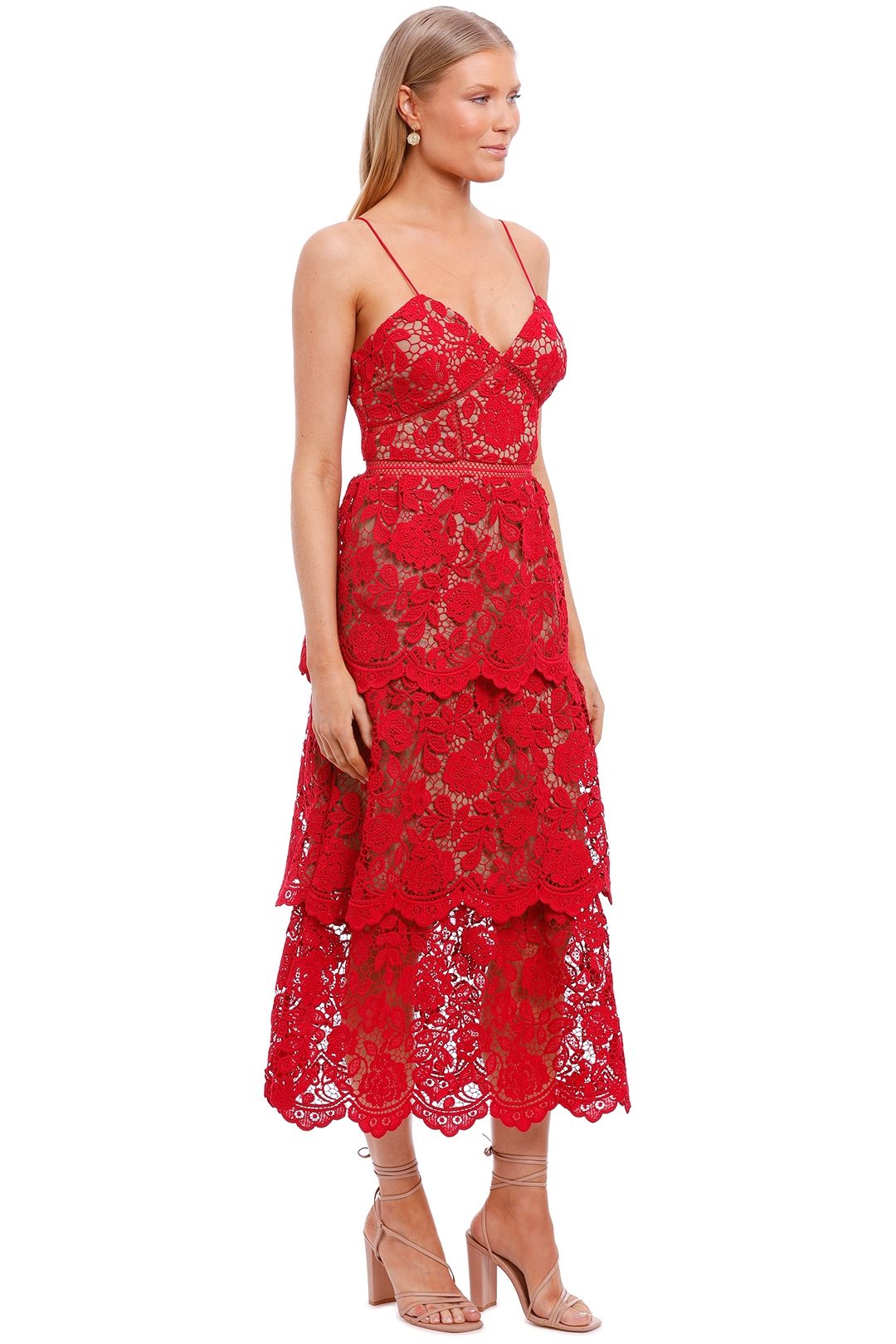 green emerald velvet dress Self-Portrait // Burgundy Floral Lace Panelled A-Line Dress – VSP  Consignment main image 0