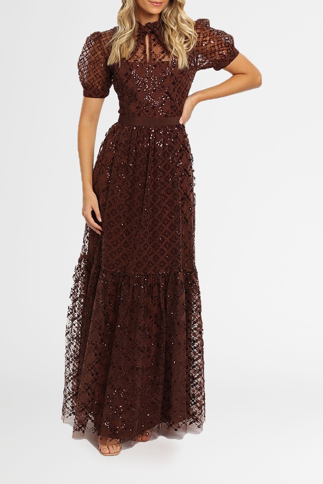 Grid Sequin Maxi Dress