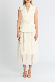 Self Portrait Ivory Tailored Midi Dress