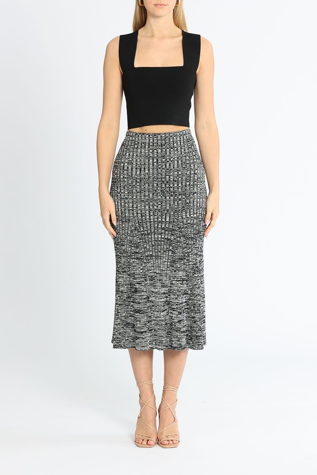 Knit skirt black and white shop