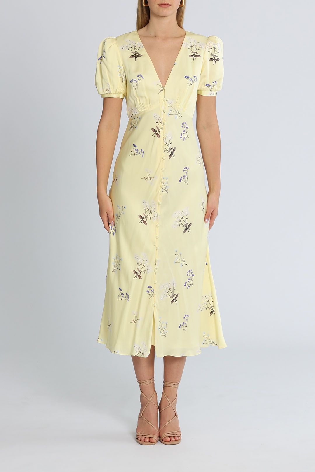 Hire Vintage Midi Dress in Yellow | Self Portrait | GlamCorner