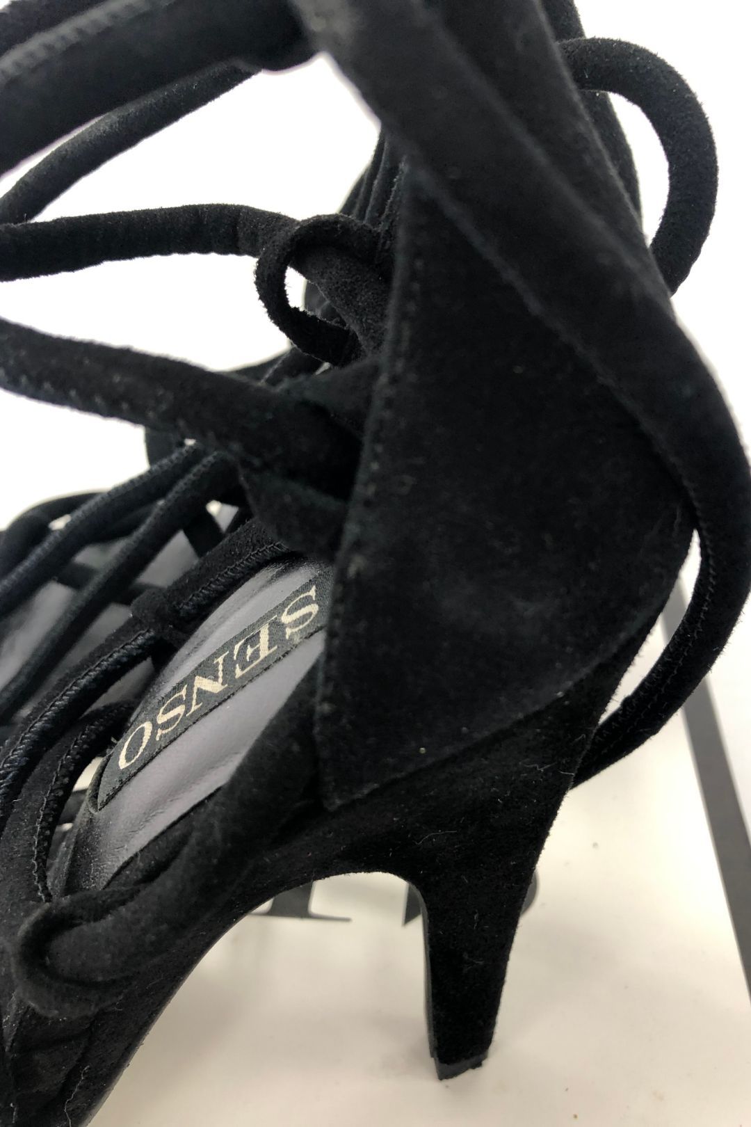 Buy Priya Black Strappy Suede Heels Senso GlamCorner