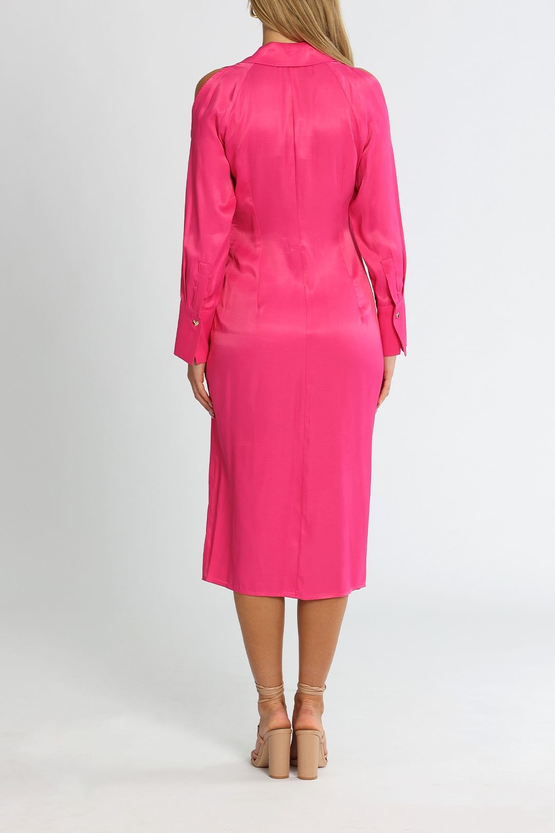 Setre Isabelle Midi Dress Fuschia Cold Shoulder