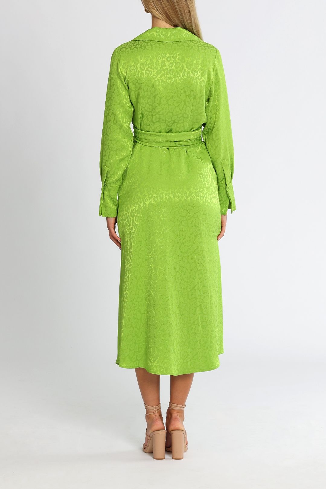 Setre Jessica Wrap Midi Dress Green Long Sleeve