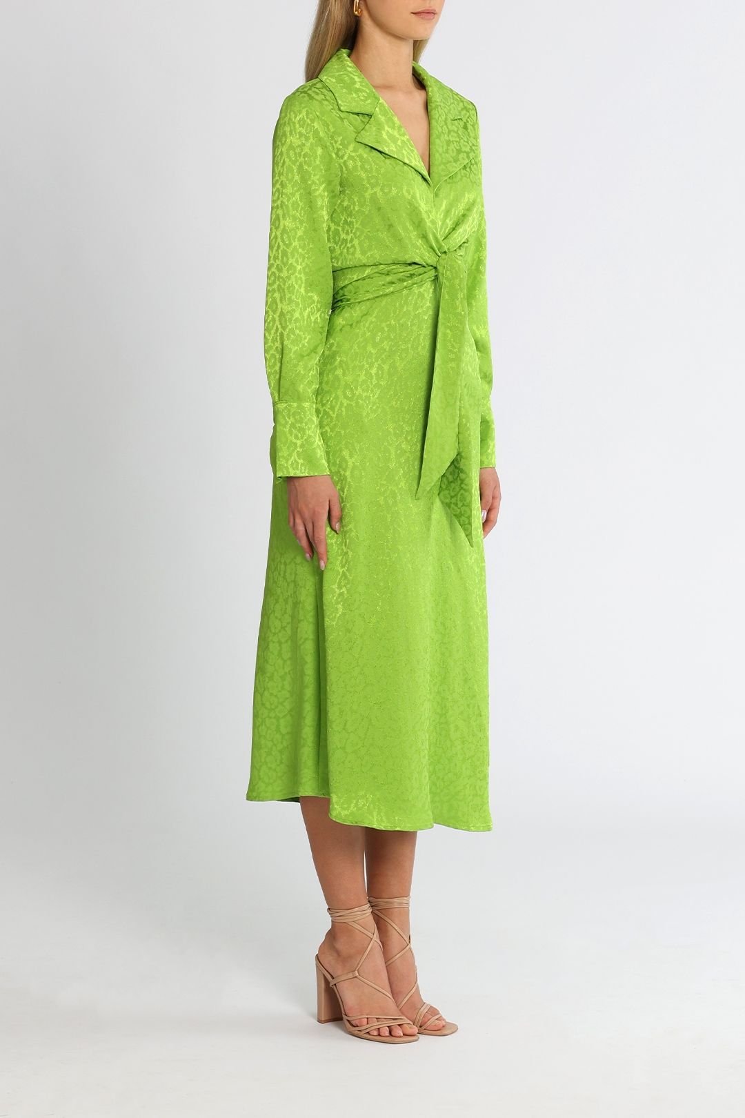 Setre Jessica Wrap Midi Dress Green V Neck