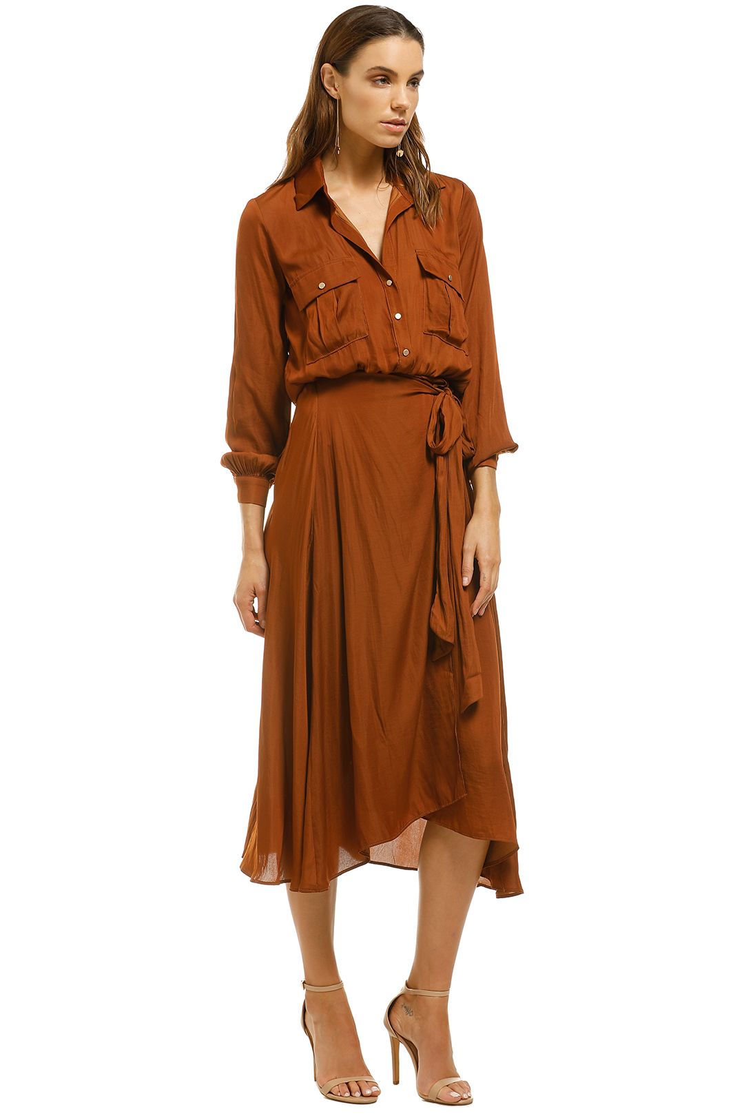 Wrap Shirt Dress in Bronze by Sheike for Rent GlamCorner