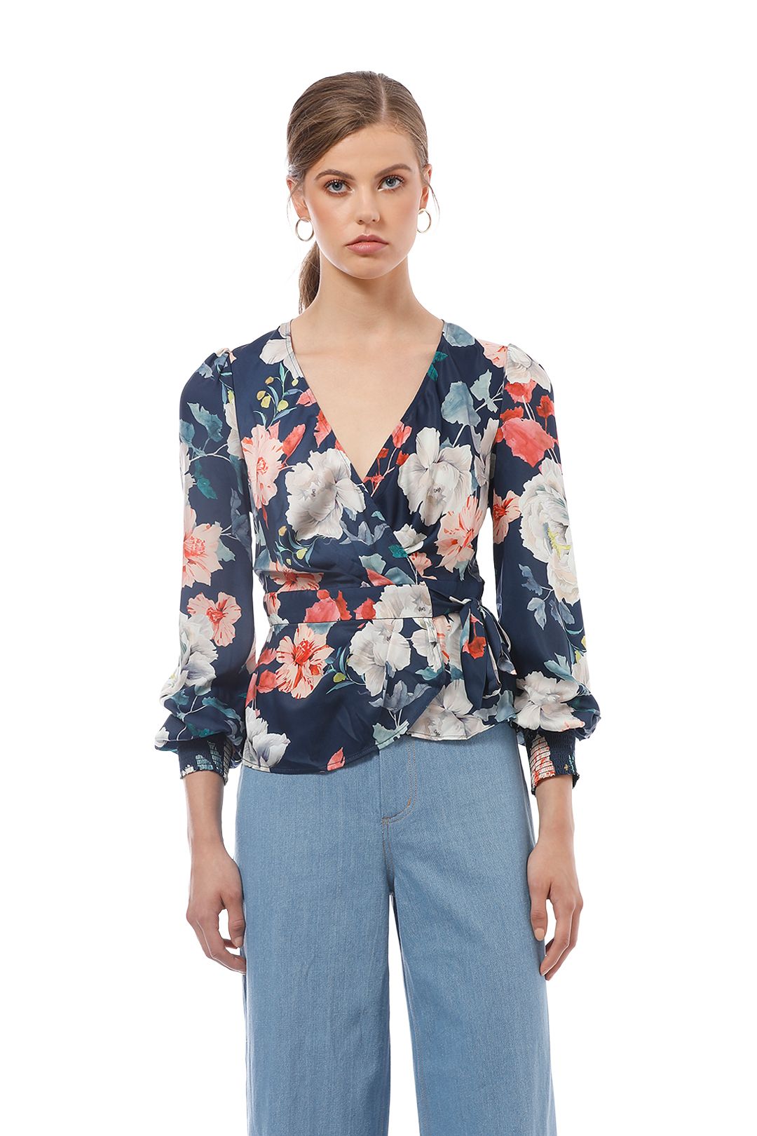 Sheike - Rosie Blouse - Navy Floral - Close Up