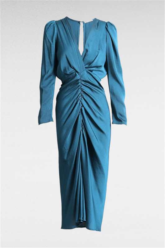 Buy Green V Neck Midi Dress | Sheike | GlamCorner Buy Green V Neck Midi Dress | Sheike | GlamCorner