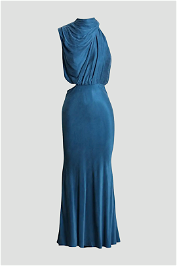 Sheike Halter Neck Park Avenue Midi Dress in Blue