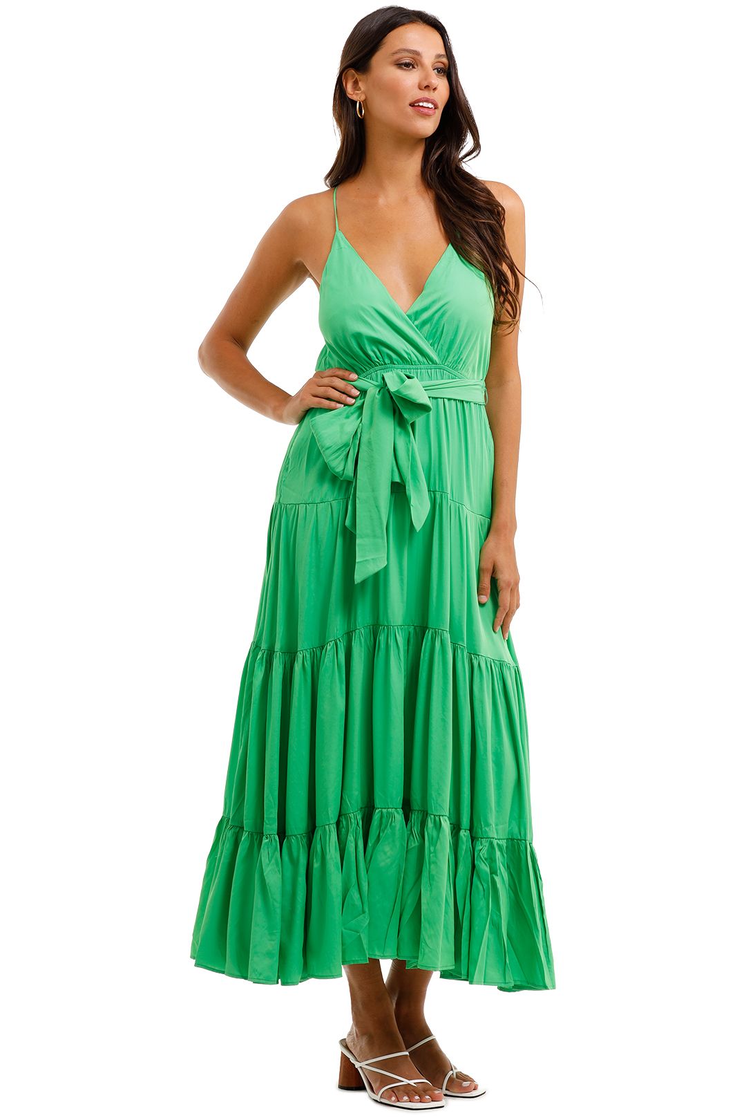 Sheike Mystique Maxi Dress Green Tiered Skirt