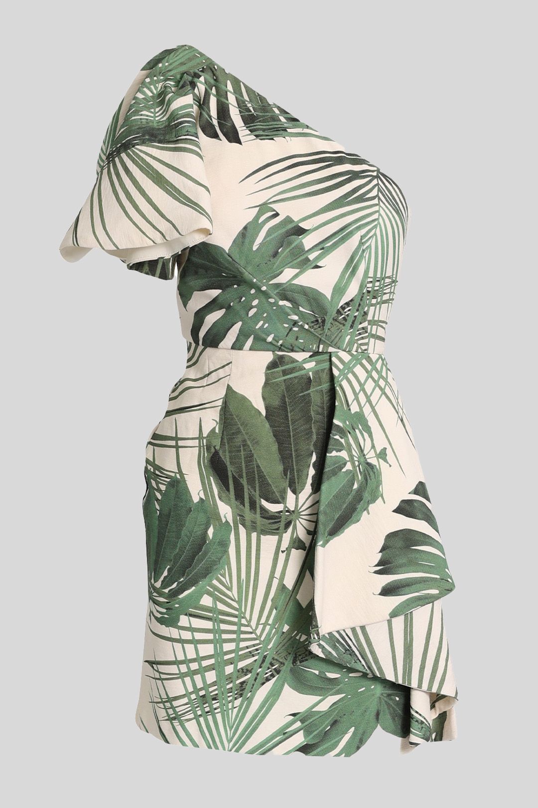 strapless open back dress Green One Shoulder Lea Mini Dress