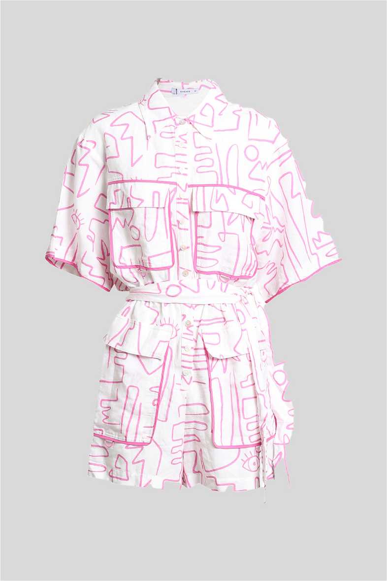 Buy Pink and White Optical Illusion Playsuit Sheike GlamCorner