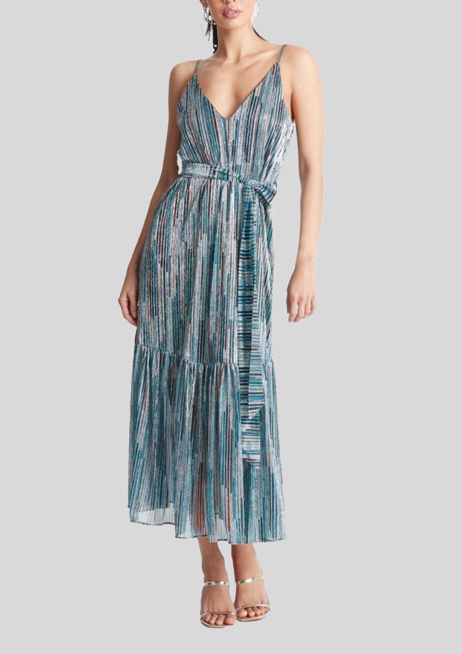 Sheike - Starlight Silver Blue Metallic Dress