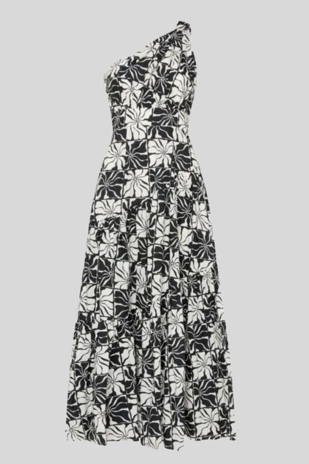 Buy One Shoulder Black and White Magnolia Maxi Sheike GlamCorner