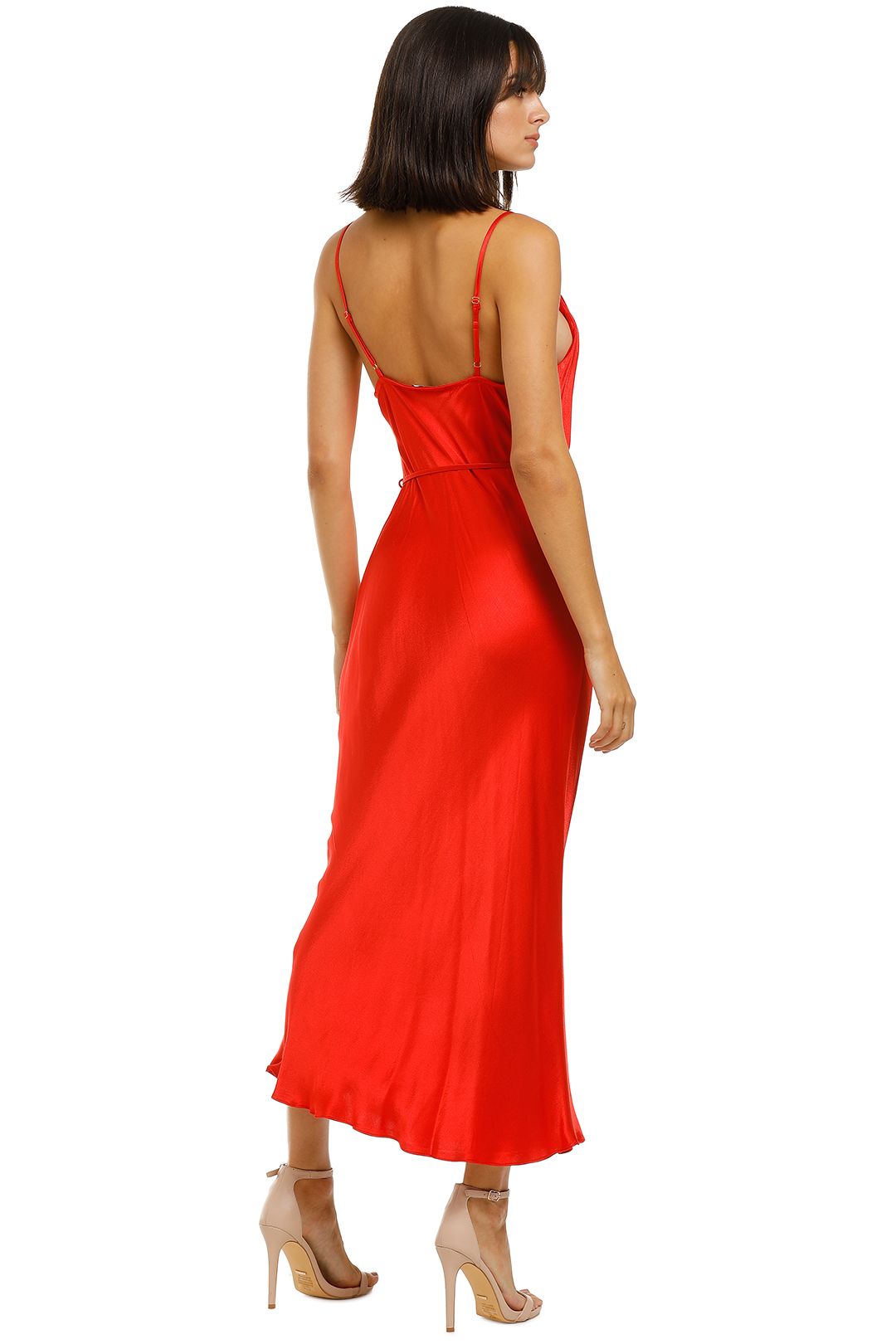 green emerald velvet dress Shona Joy Moraya Dropped Waist Maxi Dress - Chilli